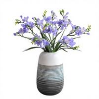 Bunga Hosta & Freesia Sutra Buatan Real-Touch Moisturizing Biru 60CM Gaya Cina Baru untuk Dekorasi Rumah & Pernikahan
