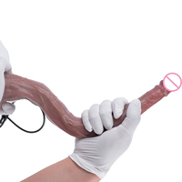 SXXY 35cm XXL Godemiché en silicone à ventouse, toucher doux, avec échelle graduée, jouet de plaisir pour adultes, plug anal compatible caméra HD