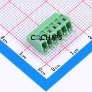 JL308-25406G01 Screw Terminal Block Through hole Component (THT),P=2.54mm Connector 1x6P 2.54mm Green Through Hole - Product Image 2