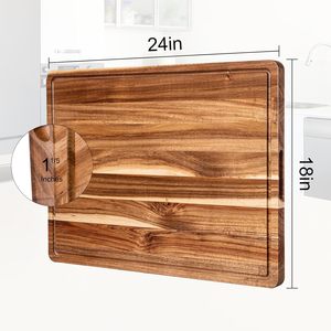 Planche à découper en bois grande taille, écologique, résistante au lave-vaisselle, de forme rectangulaire, pour salle à manger, plateau à fruits - Product Image 4