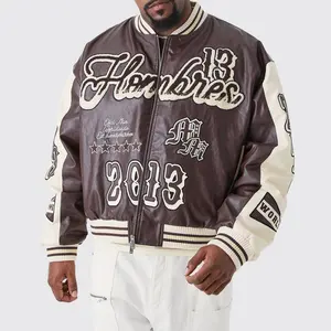High Quality Unisex Letterman Varsity Jacket Stylish Streetwear Winter Coat with Custom Logo Printing Made of Leather for Men