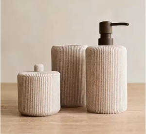 Lusso elegante in ceramica poliresina rustica in resina Boho decorazione per la casa sapone e lozione porta spazzolino da denti moderno Set da bagno - Product Image 4