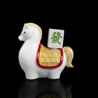 Statue Rotative Artistique en Résine Peinte à la Main Cheval 2026, Figurine Feng Shui Porte-Bonheur et Richesse, pour le Nouvel An Chinois, Décoration de Bureau et de Maison