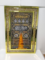 Calligraphie arabe traditionnelle, micro-gravure sur verre, art mural, grande toile, cadre doré, hall d'hôtel, taille personnalisée, décoratif