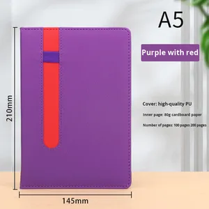 Carnet en cuir A5, format A5, gravure de logo personnalisée, fermeture élastique, poche pour documents, cadeau d'affaires pour <span class=keywords><strong>réunion</strong></span> de bureau, <span class=keywords><strong>voyage</strong></span> - Product Image 6