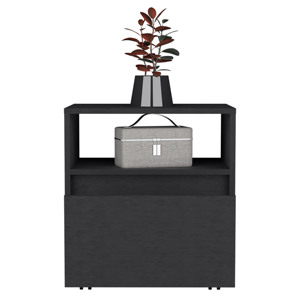 Austin Nightstand Single <b>Drawer</b> Black With Casters Storage <b>Table</b> <b>Side</b> <b>Table</b> - Product Image 5