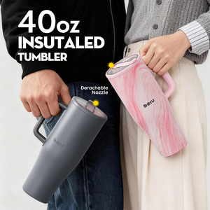 <span class=keywords><strong>Tumbler</strong></span> in Acciaio Inox da 40 oz con Manico e Cannuccia Rimovibile, Isolato a Doppia Parete, Antigoccia, per Viaggi - Product Image 2