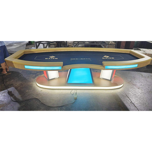 โต๊ะโป๊กเกอร์หรูหราแบบกำหนดเองเกมคาสิโนไม้เท็กซัสแบล็คแจ็คการพนันโต๊ะโป๊กเกอร์ไฟ LED - Product Image 1