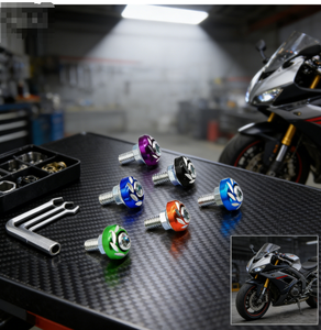 Vis de plaque d'immatriculation de moto en aluminium, motif floral gravé, options de couleur - Product Image 3