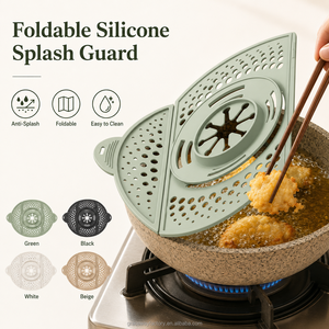 Couvercle de cuisson pliable en silicone anti-éclaboussures et anti-débordement, avec égouttoir à <span class=keywords><strong>huile</strong></span> et couvercle vapeur pour poêle à frire - Product Image 5