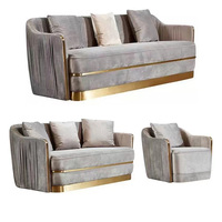 Ensemble de canapés de salon de style européen mobilier de bureau moderne sectionnel 3 1 1 canapé touffeté en velours ensemble de canapés de salon 3 pièces