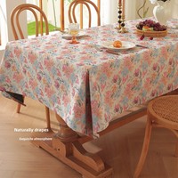 Nappe Florale Vintage Style Américain, Non Lavable, Anti-Poussière, Antidérapante, Rectangulaire, Sensation Haut de Gamme, Pour Usage Domestique