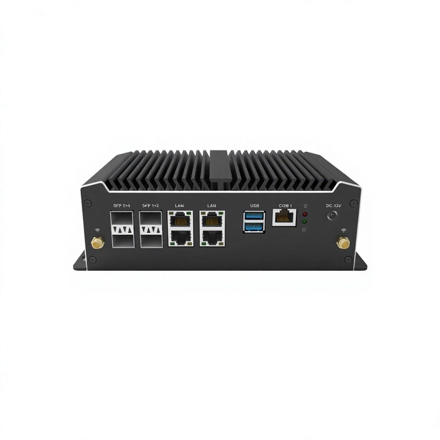 Compact Edge Computing Mini PC Intel Denverton C3958 16Core 2x DDR4 4x SFP+ 4x I226-V 2.5G LAN Fanless Industrial Computer