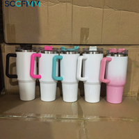 Bouteille d'eau isotherme SCCFMM 40oz en acier inoxydable avec revêtement par sublimation, tasse de voiture à isolation sous vide, gobelets thermiques vierges pour impression par transfert thermique