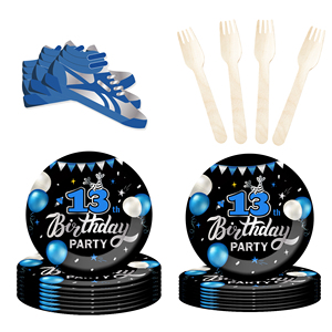 Ensemble de vaisselle pour fête d'anniversaire de garçon de 13 ans DAMAI, comprenant des assiettes et des gobelets en papier jetables pour les décorations d'anniversaire de garçon de 13 ans - Product Image 4