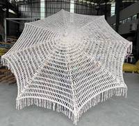 Parasol d'extérieur en corde de coton tissé à la main LS avec pompon décoratif en macramé, parasol de patio et de soleil, parasol de plage tropical
