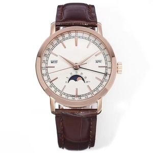 Reloj de Lujo Premium de Edición Limitada con Fase Lunar Retrograda, Caja Dorada, Correa de Cuero, Reloj Mecánico Automático para Hombre - Product Image 1