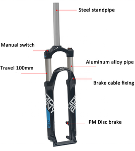 Fourche avant de vélo de montagne BOLANY 24'' - Fourche mécanique en alliage d'aluminium - Amortisseur à commande par <span class=keywords><strong>le</strong></span> guidon - Accessoires de vélo - Product Image 2