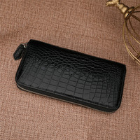 RC91 hitam coklat pemegang koin mode untuk pria wanita kulit buaya dompet kartu Logo kustom asli dompet kulit buaya asli