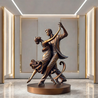 Sculptures de couple dansant en bronze 3D grandeur nature pour jardin extérieur, sur mesure, avec technique de moulage, souvenir à vendre