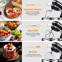 Robot culinaire électrique multifonctionnel avec bol mélangeur en acier inoxydable de 4 L, design à tête inclinable, 6 vitesses, pour usage domestique et pâtisserie