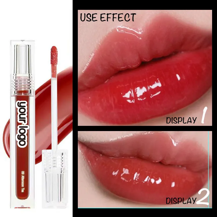 Tùy chỉnh thương hiệu của bạn dưỡng ẩm long lanh Lip Gloss nhãn hiệu riêng Lip trang điểm sản phẩm với tùy chỉnh Lip Gloss Ống