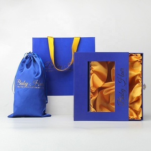 Box Packaging Bag Wig Bundles Cosmetic Creative Custom Logo Extension Weave Drawer Human Blue Hair Boxes