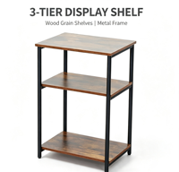 Table d'appoint à 3 niveaux, étagère de rangement, table de chevet, table d'appoint rustique simple pour salon, chambre à coucher, balcon