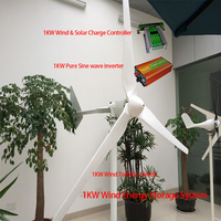 Turbine à onde sinusoïdale Pure 1kw avec contrôleur de Charge éolienne, entrée v, onduleur pour énergie alternative