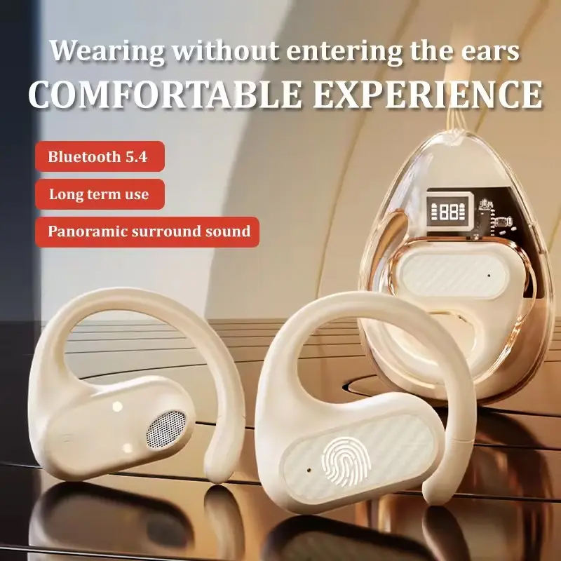 ORANGLES Wireless Bone Conduction Earbuds | Open-Ear Hook Design, Bluetooth 5.4, OWS TWS Sports Headset, Ear Clip (2025) - angled perspective - presenting advantages - Image 4 of 6 | fits any environment | Purchase Wireless Bone Conduction Earbuds | Open-Ear Hook Design, Bluetooth 5.4, OWS TWS Sports Headset, Ear Clip (2025) Michigan | Free Shipping ORANGLES