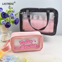 Sac Rose Transparent en PVC Étanche avec Fermeture Éclair pour Cosmétiques, Trousse de Voyage Personnalisable avec Votre Logo