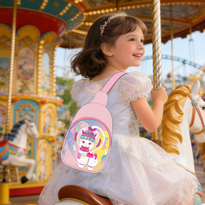 Sac de poitrine personnalisé pour enfants avec logo, sac à bandoulière mignon à imprimé dessin animé pour enfants, sac banane licorne pour filles - Product Image 1