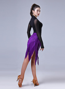 Falda de <span class=keywords><strong>onda</strong></span> con borlas de rendimiento con cinturón de baile latino - Product Image 3