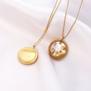 Nouveau Design, collier de bijoux de mode de qualité supérieure, en acier inoxydable, tranche de Mica, collier zodiaque en or 18k pour cadeau - Product Image 4