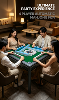 Table de jeu de mahjong électrique automatique avec pieds en acier inoxydable, construction en plastique et métal durable, design portable pour 3/4 joueurs