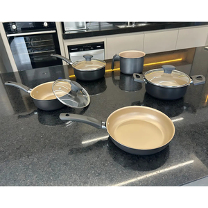 High Quality Ceramic Coated <b>Pot</b> Pan Silicone Glass Lids Soft Touch Handle Non Stick Aluminium Cookware <b>Set</b> - Product Image 6