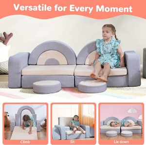 Canapé modulable pour enfants Fortplay, mobilier de chambre et de salle de jeux pour tout-petits, convertible en mousse et coussin de sol pour garçons et filles - Product Image 4