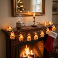 Guirlandes lumineuses LED à piles blanc chaud pour arbre de Noël, décorations de Noël en plastique pour la maison, Noël, Navidad, Nouvel An