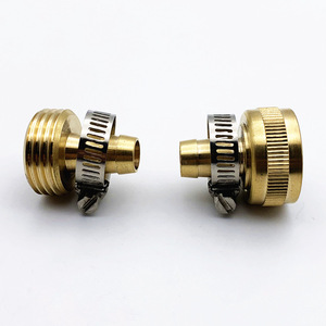 Conector de latón de 1/2 pulgada para reparación de mangueras, conector roscado para manguera de jardín, fácil de instalar. - Product Image 1