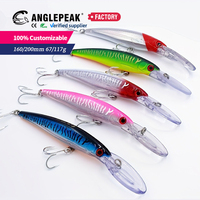 Leurre de pêche en eau salée robuste 160mm 200mm pour la pêche en haute mer, leurre de traîne, gros appât flottant, wobbler, minnow plongeant pour thon et marlin