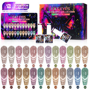 BOZLIN Vernis à <span class=keywords><strong>ongles</strong></span> gel magnétique professionnel effet diamant pour soirées disco, gel réfléchissant œil de chat OEM, sans HEMA, kit de vernis gel œil de chat - Product Image 1