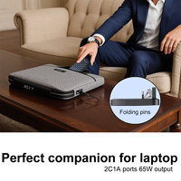 Cargador USB-C de 65W Listo para Viajar con Enchufe Plegable y Carga Rápida - Perfecto para iPad, iPhone, Laptop