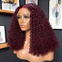 Perruque Bob personnalisable en cheveux brésiliens Remy à densité 250 %, avec cuticules alignées, ondulations profondes lâches et bouclées, transparente, pour têtes carrées