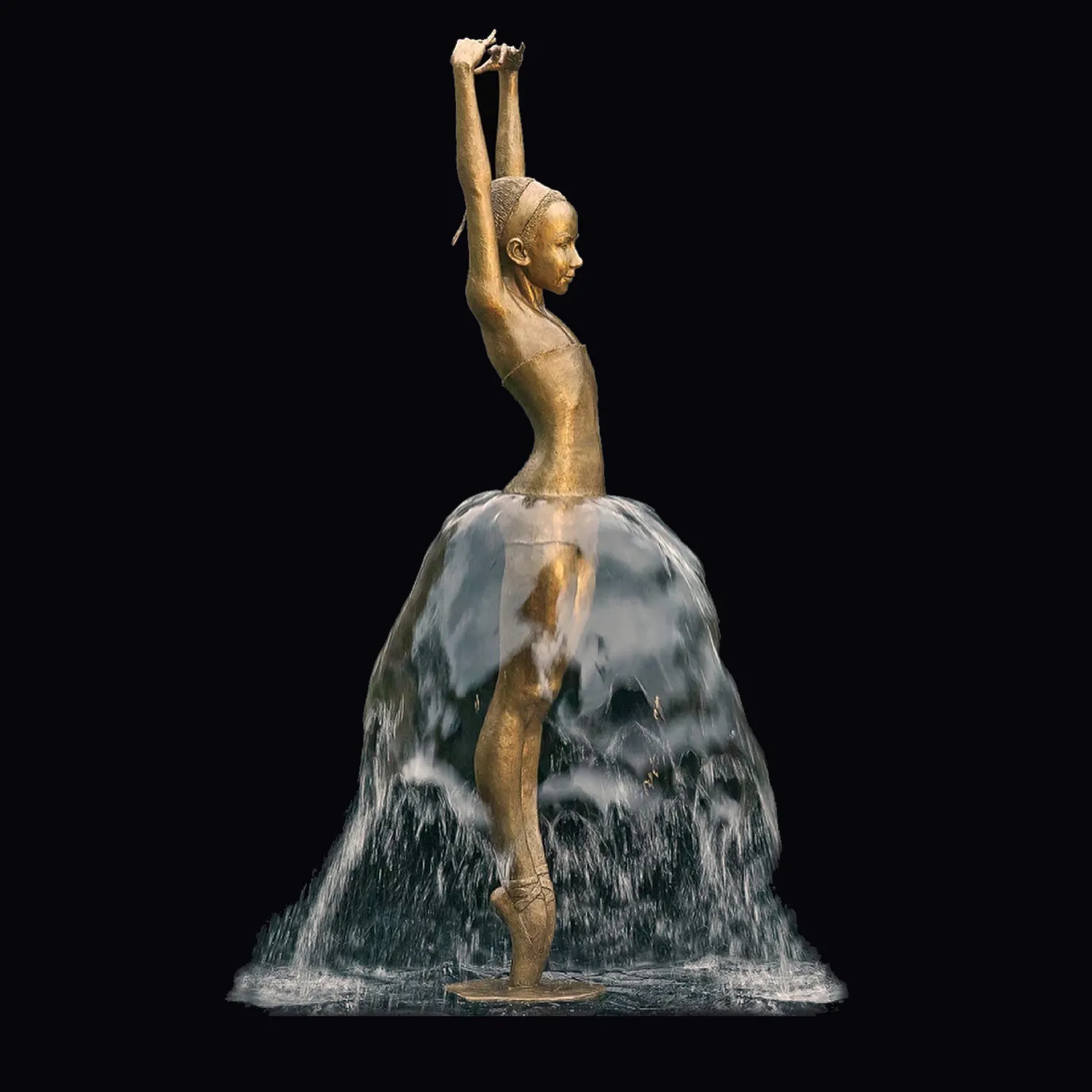 Hot sale metal fountain art sculpture garden water fountains beautiful brass bronze ballet girl dancing water fountain