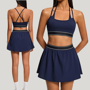 Jupe de sport YIYI à col halter, double bretelle croisée au dos, avec coussinets amovibles, pour le golf et le tennis, respirante, avec soutien-gorge intégré - Product Image 1