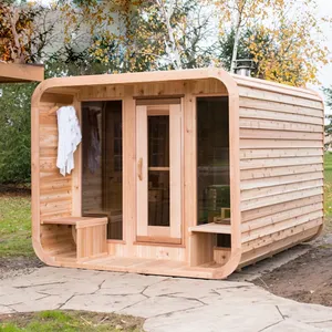 Finlandia आउटडोर saunas घर prefab लाल देवदार सॉना आउटडोर लकड़ी के केबिन