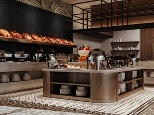 Custom Coffee Shop Interior Design Wooden Bar Counter Restaurant Furniture with LED <b>Lighting</b> - Product Image 2