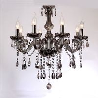 Lámpara de Araña Moderna Retro Gris LED Decorativa de Cristal para Sala de Estar, 6/8/10 Luces, Directo de Fábrica, Fácil de Colgar