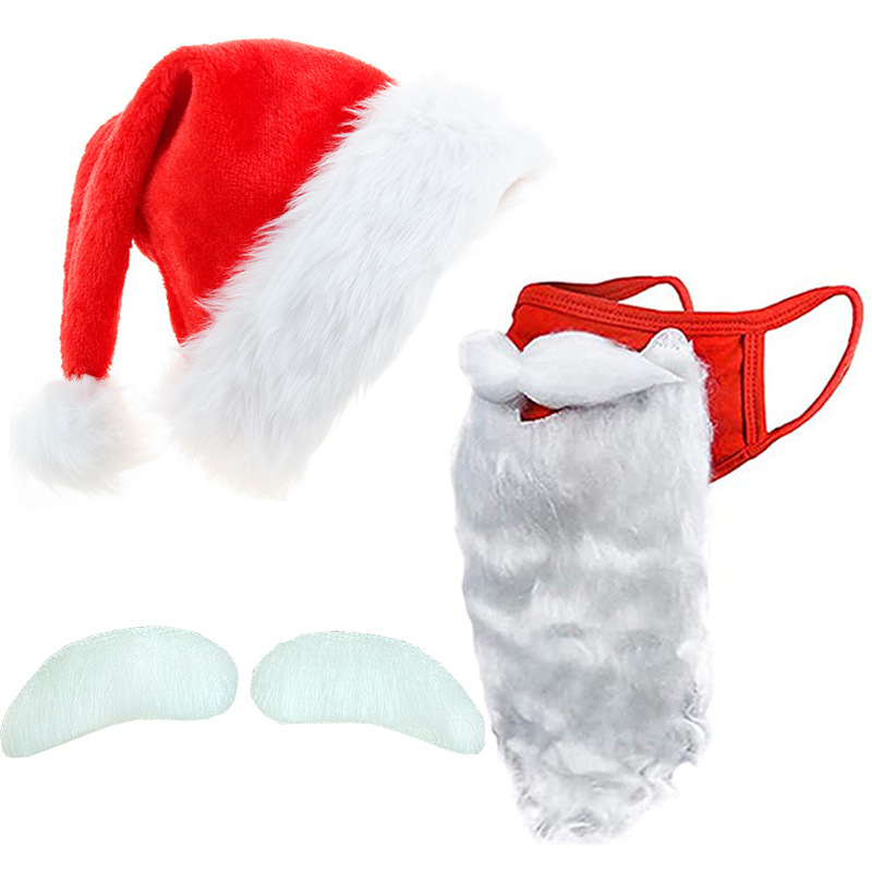 2022 Christmas Hat 3D Santa Claus Beard Masks for Adult Kids Plush Thicken Warm Xmas Cap Merry Christmas Party Festival Supplies