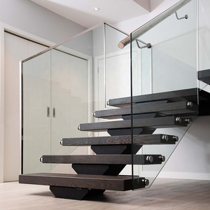 Scala a Scomparsa in Legno di Noce per Interni, Design Fluttuante e Lineare con Struttura in Acciaio per Sicurezza - Product Image 4